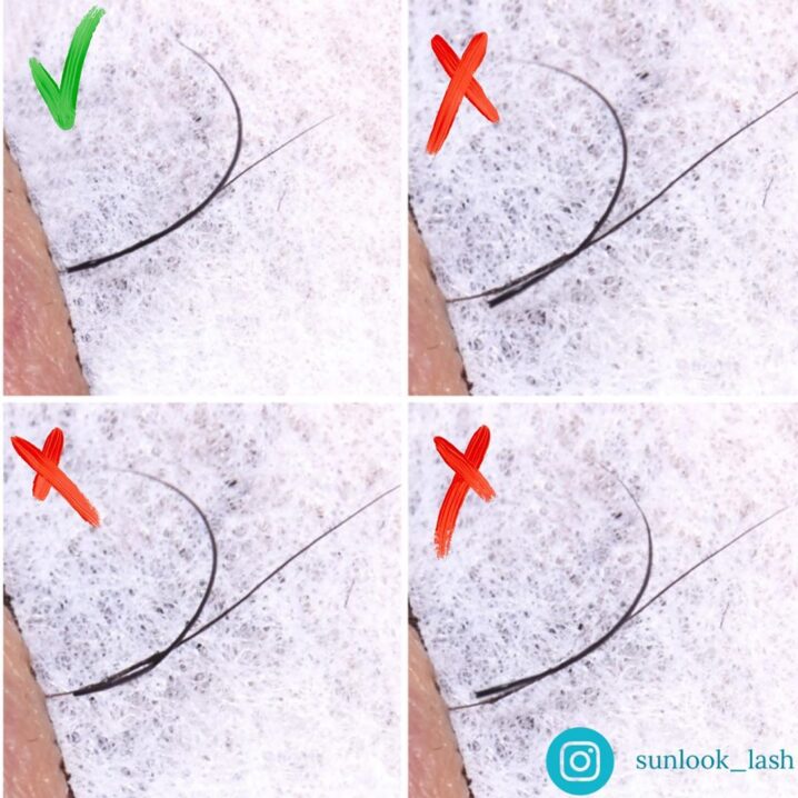 The proper alignment of eyelash extensions to natural lashes (Source: Sunlook Instagram)